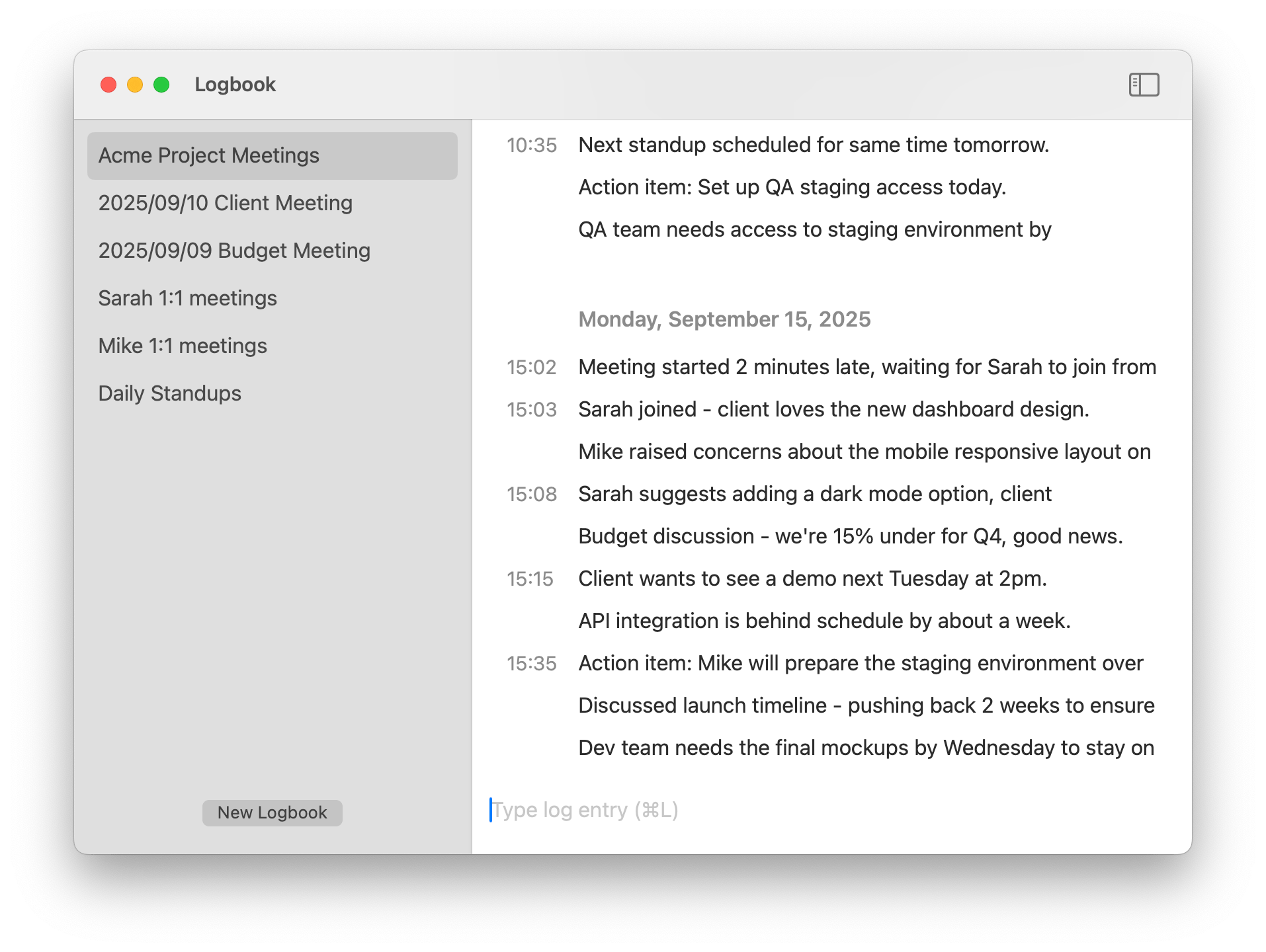 Screenshot showing Mac app window